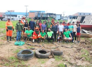 Mutirão da Prefeitura na orla de Educandos ganha reforço do projeto ‘Igarapés Limpos’
