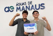 Estudantes criam solução para reaproveitamento de água da máquina de lavar e vencem premiação da Águas de Manaus